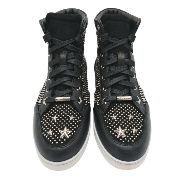 Jimmy Choo Shoes Womens EU 36 US 6 Black High Top Star Studded Made in Italy - Picture 2 of 14